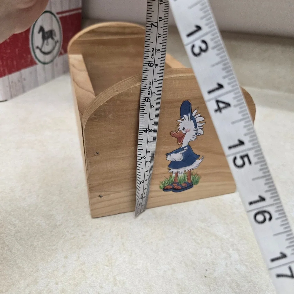 Vintage Wooden Forever Friends Duck Hedgehog Doll‎ Cradle Storage Box 1996